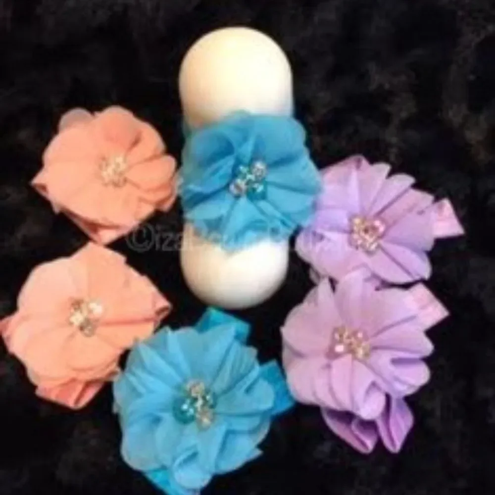 Lavender Chiffon Barefoot Sandals BS442  (2) Handmade  Boutique